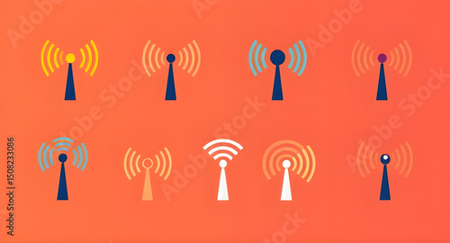 Wireless signal icons set