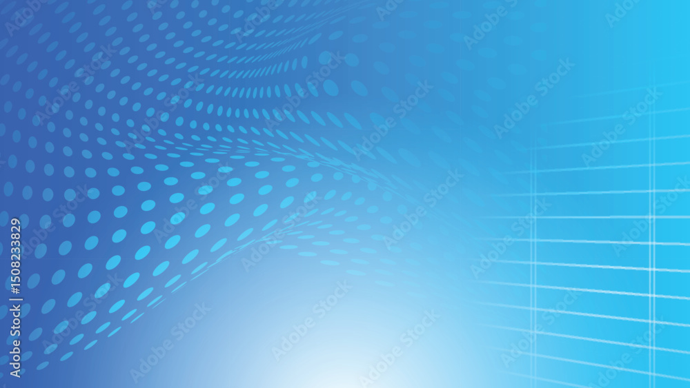 Abstract creative wavy dot pattern with grid line on gradient blue background. Vector illustration. Abstract creative wavy dot pattern with grid line on gradient blue background. Vector illustration.
