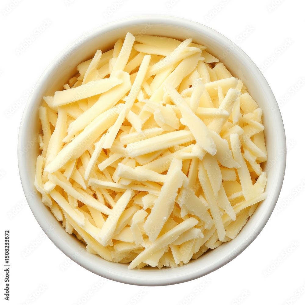 Bowl of grated cheese isolated on transparent background Bowl of grated cheese isolated on transparent background