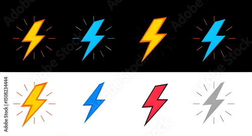 set of lightning bolt icon