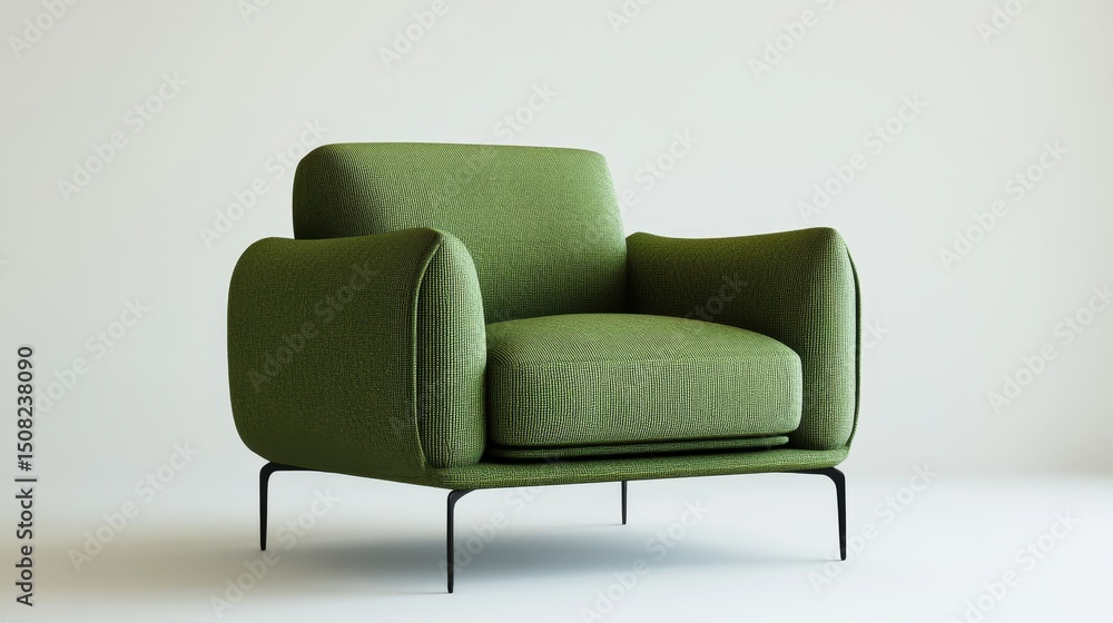 A modern green armchair is shown. It's for the garden and pictured against a white backdrop. This is a 3D image.
A modern green armchair is shown. It's for the garden and pictured against a white backdrop. This is a 3D image.