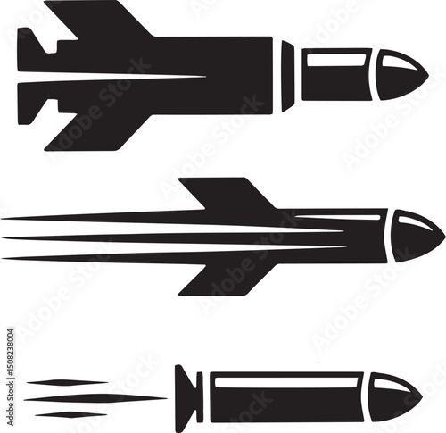 missile silhouette, rocket vector, military missile icon, ballistic missile shadow, warhead silhouette, guided missile vector, missile launch icon, defense missile silhouette, tactical missile vector