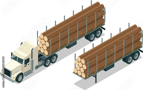 Isometric logging truck illustration