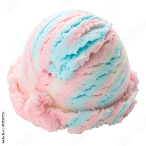 Cotton Candy Ice Cream Scoop Isolated on Transparent Background