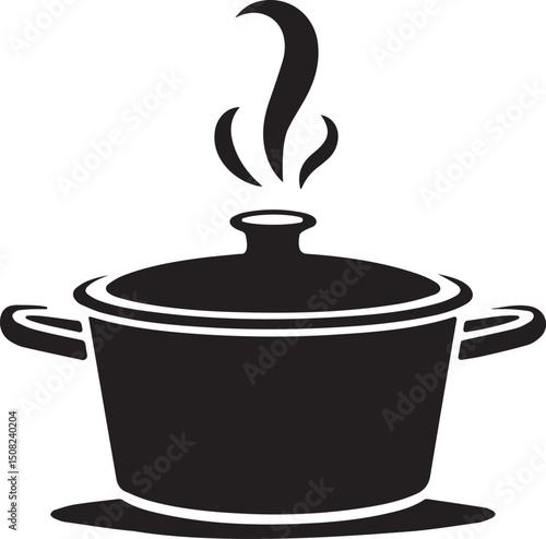 cooking pot silhouette, kitchen pot vector, cooking utensil icon, saucepan silhouette,