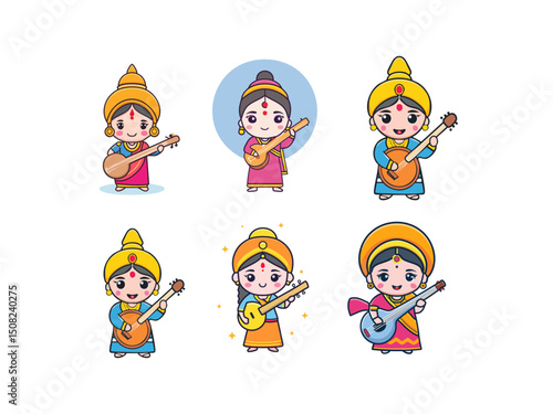 Goddess Saraswati cartoon