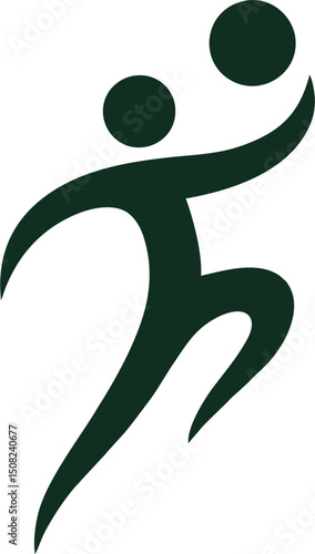 Bild auf Leinwand Volley Logo - Stylized figure leaping with ball