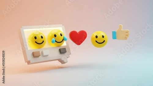 Wallpaper Mural Pixelated Emojis in Vintage Chat Box on Pastel Background Torontodigital.ca