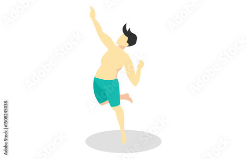 Isometric illustrations pose hitting volleyball on the beach, landing web, flat design, brochure, vector illustration