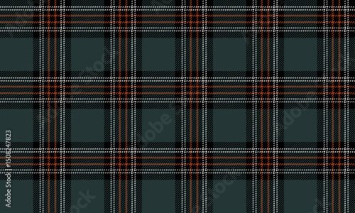 Seamless plaid pattern, green, black, white, orange, classic and distinctive feel, suitable for designing clothes, skirts and pants, adding uniqueness to your style.