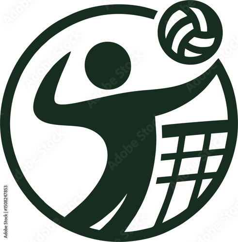 Volley Logo - Volleyball player spiking the ball