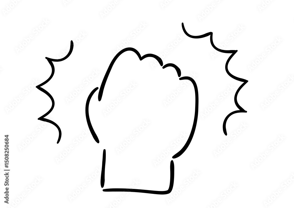 手書きの手のイラスト 握りこぶし 白塗り線画 手書きの手のイラスト 握りこぶし 白塗り線画