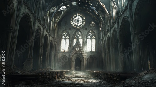 Wallpaper Mural Interior view of a large gothic style building with arched windows and ceilings. Torontodigital.ca