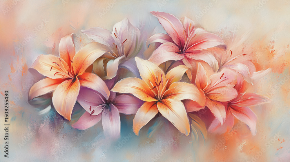 watercolor botanical Lilly flowers texture template background.Elegant wedding invitation card background . Minimal hand painted Design for wedding or Valentine's Day watercolor botanical Lilly flowers texture template background.Elegant wedding invitation card background . Minimal hand painted Design for wedding or Valentine's Day