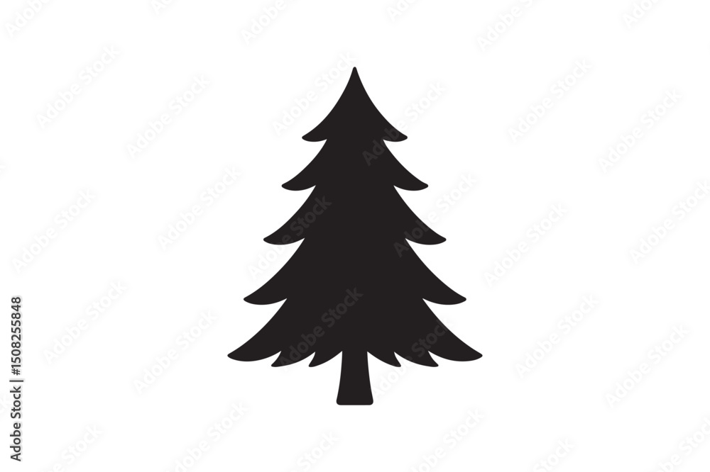 Fototapeta premium Christmas pine tree silhouette vector style with white background