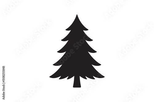 Christmas pine tree silhouette vector style with white background