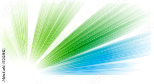 Abstract Green and Blue Light Rays Burst Background Design
