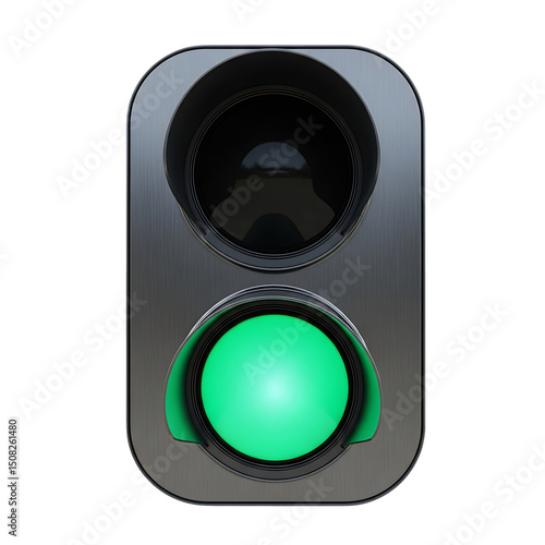 Modern Brushed Metal Traffic Light Showing Green Light Go Signal