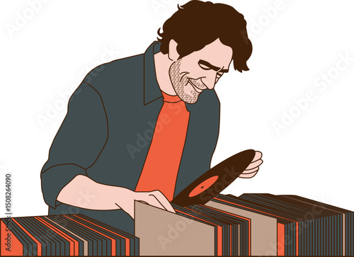 Homme dans un magasin de disques