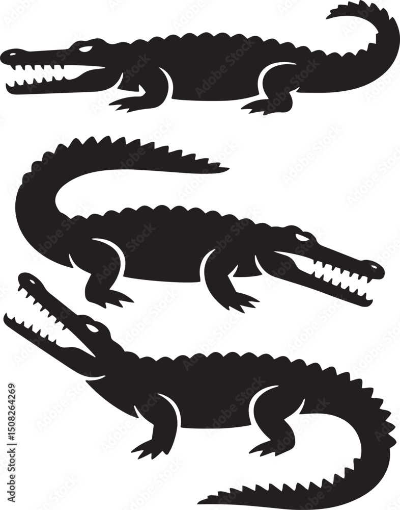 Fototapeta premium alligator icon, alligator vector, alligator clipart, alligator outline, alligator shape, alligator art, alligator silhouette png, alligator drawing