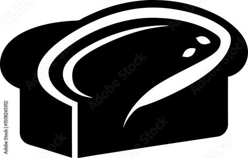 Bread Slice With Spread Silhouette Vector Illustration