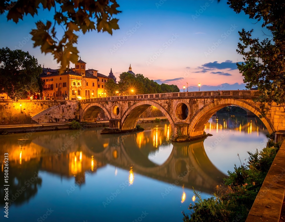 Obraz premium Roman bridge at twilight