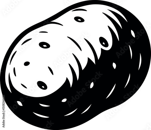 Potato vector black silhouette print design