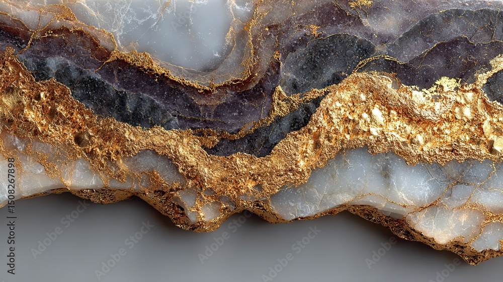 Obraz premium White and gold marble texture with luxurious veining, symbolizing elegance and timeless sophistication.