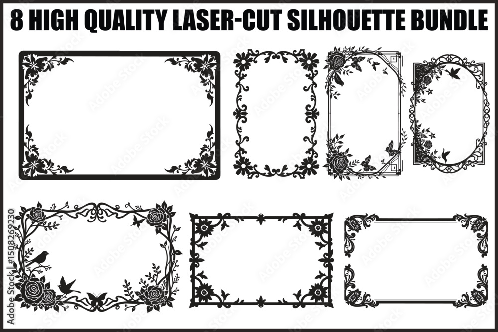 Obraz premium Butterfly Floral Laser Cut Bundle 