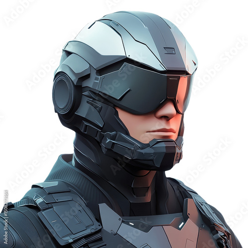 Futuristic Armor: A Portrait of Advanced Protective Gear and Cutting-Edge Technology, Cyberpunk Style, AI Generated, Digital Rendering, Virtual Creation