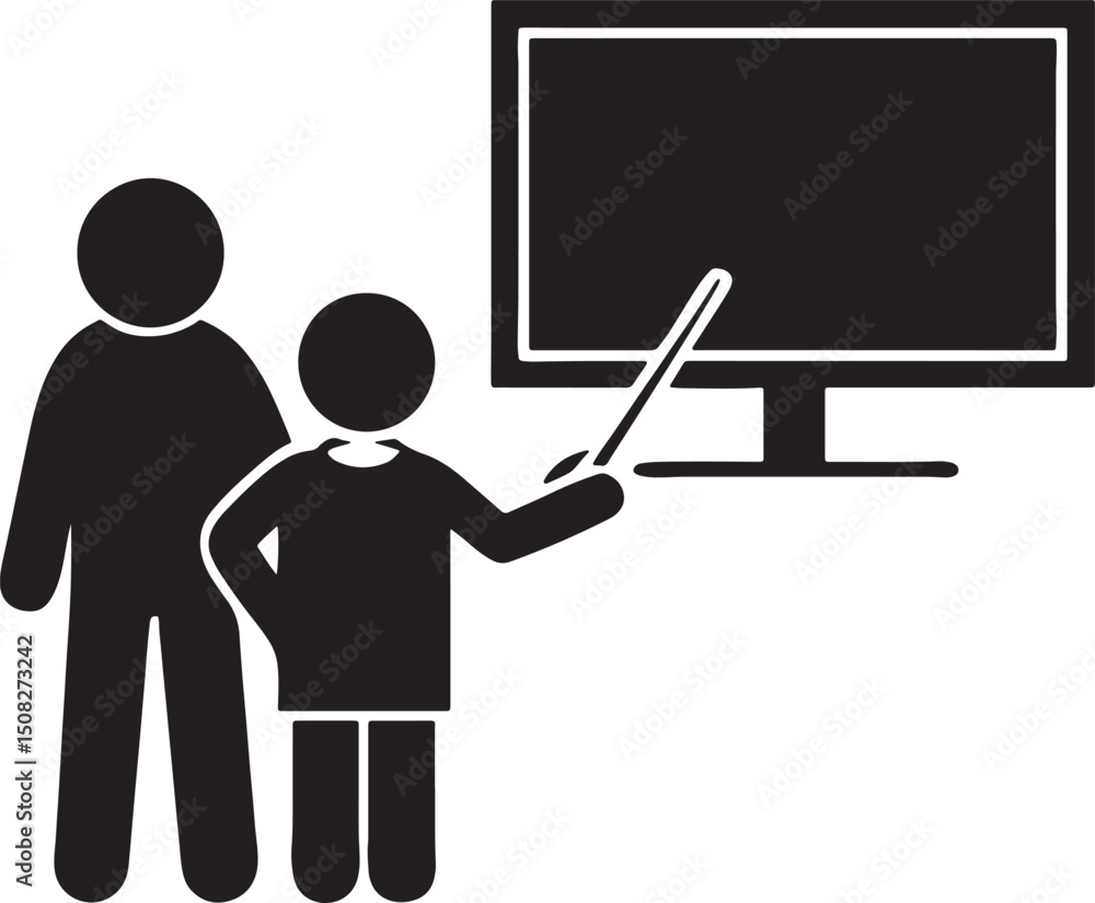 Teaching Moment: A minimalist depiction of a teacher and student engaged in a learning session, emphasizing education and knowledge transfer in a simplified format. Teaching Moment: A minimalist depiction of a teacher and student engaged in a learning session, emphasizing education and knowledge transfer in a simplified format.