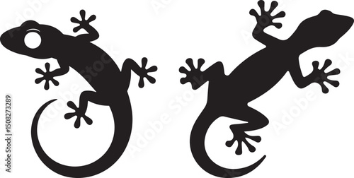 lizard silhouette vector, reptile outline clipart, gecko shadow shape, lizard crawling vector, black lizard image