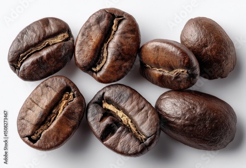 Wallpaper Mural Coffee beans are stacked on top of each other on a white surface Torontodigital.ca