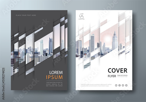 Black and white, book cover, annual reports, and flyer templates, layout in A4 size.