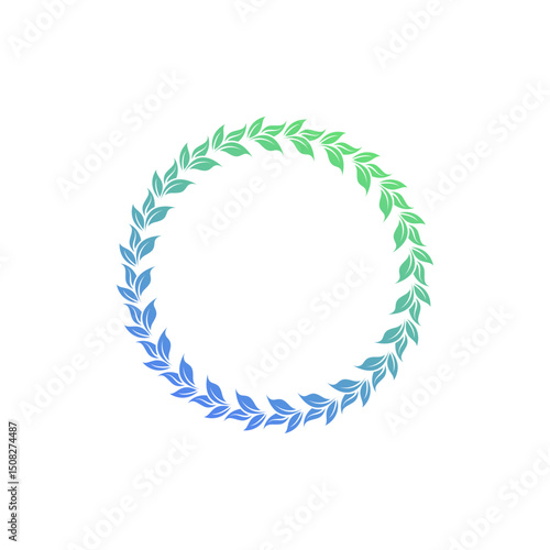Circle Leaf Vector. Green Leaves Round Frame Design
