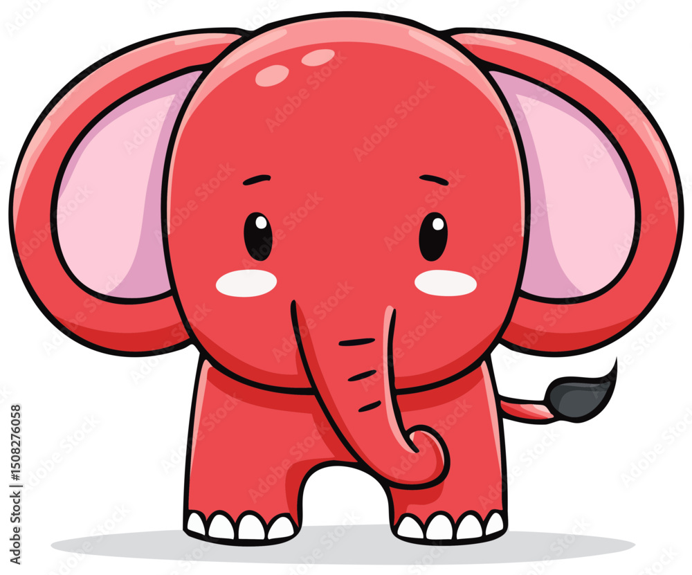 Fototapeta premium Cute Cartoon Red Elephant