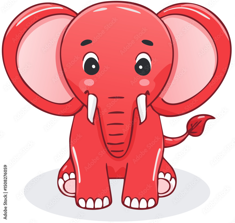 Naklejka premium Gentle Elephant Character Clipart