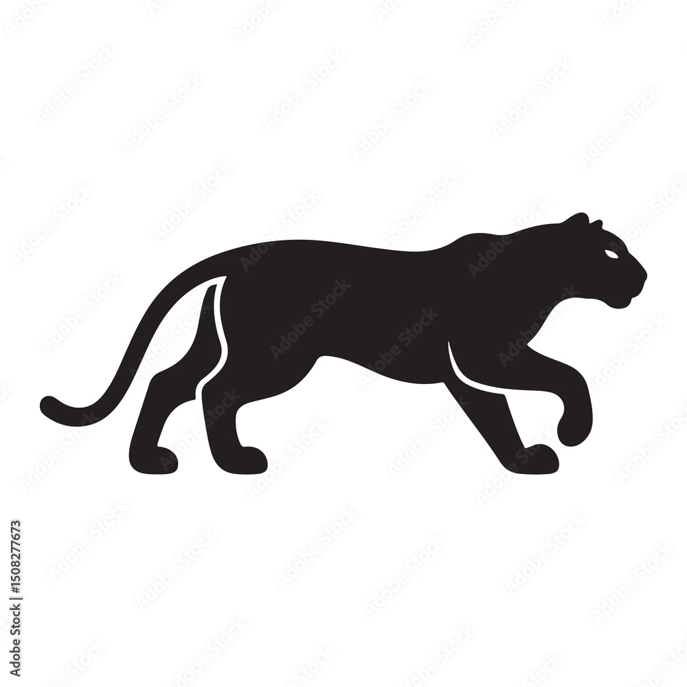 Fototapeta premium panther silhoutte in white backraund