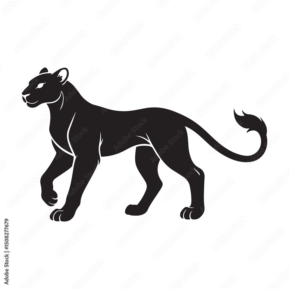 Naklejka premium Black Panther Silhouette Vector Illustration in white backraund