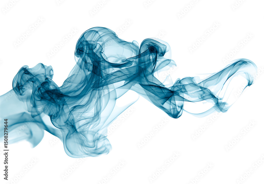 Naklejka premium Abstract blue ink swirl on black background artistic design, On Transparent Background