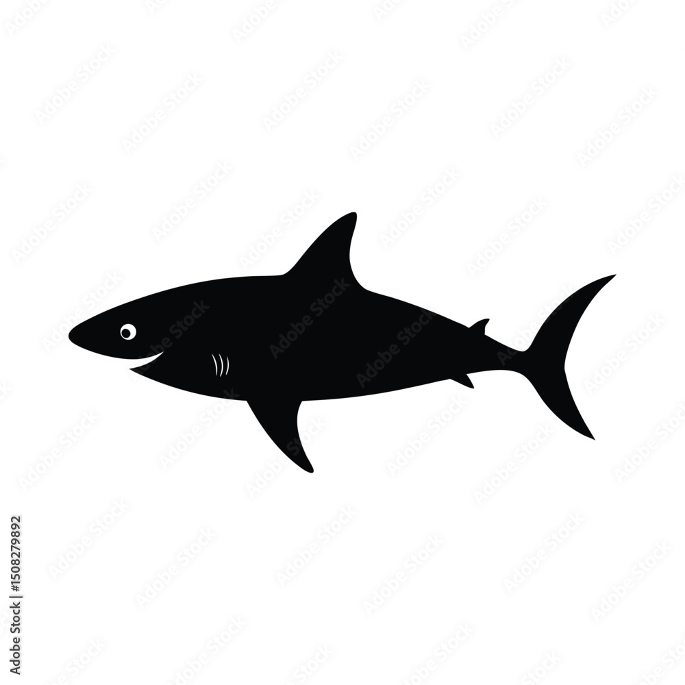 Shark animal vector silhouette on white background Shark animal vector silhouette on white background