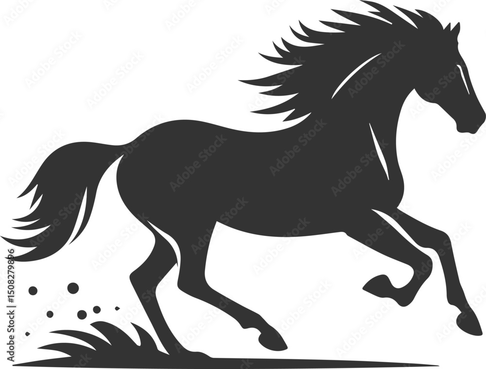 Obraz premium Black horse artwork drawing animal vector silhouette