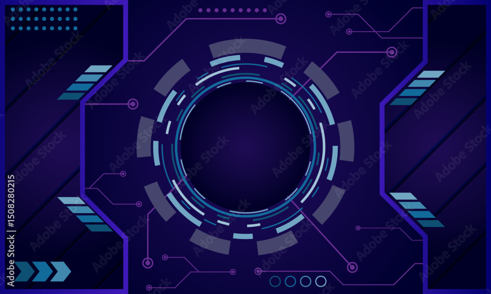 Obraz premium High tech abstract background featuring glowing blue and geometric elements with a futuristic design and dark theme perfect for presentations technology dashboards and sci fi graphics