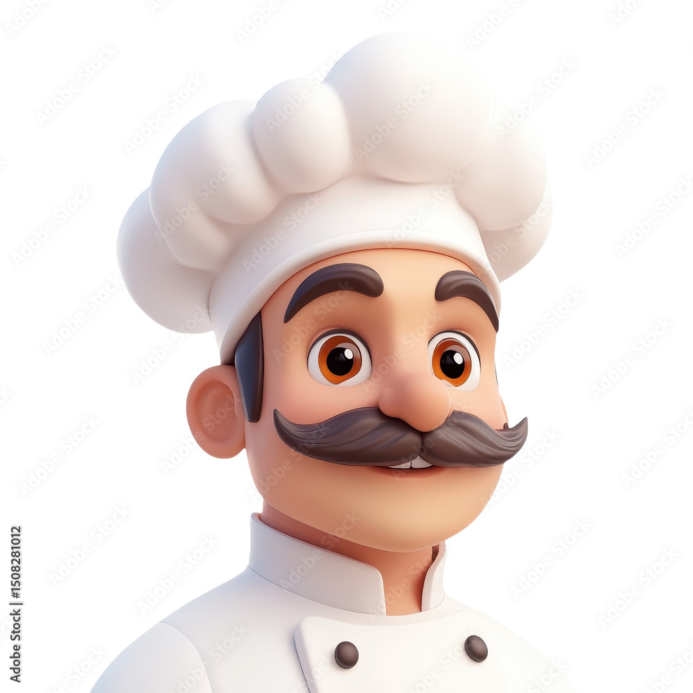 Cartoon Chef Portrait: Culinary Professional with Mustache and Toque, Perfect for Restaurant or Food Industry Designs and Culinary Arts Projects. Cartoon Chef Portrait: Culinary Professional with Mustache and Toque, Perfect for Restaurant or Food Industry Designs and Culinary Arts Projects.
