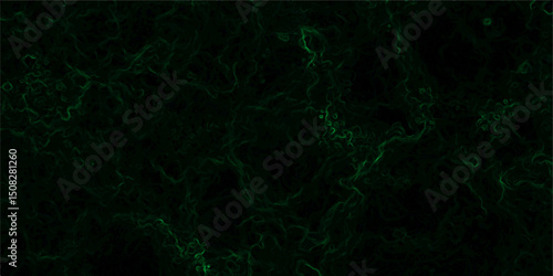Abstract deep background with dark green smoke-like tendrils swirling over a near-black backdrop. Fluid, organic motion and resemble mist, vapor, or energy currents. Glowing plasma or nebula pattern.
