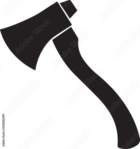 woodcutter tool icon, chopping axe shadow, black axe profile, lumberjack weapon silhouette, outdoor tool shape