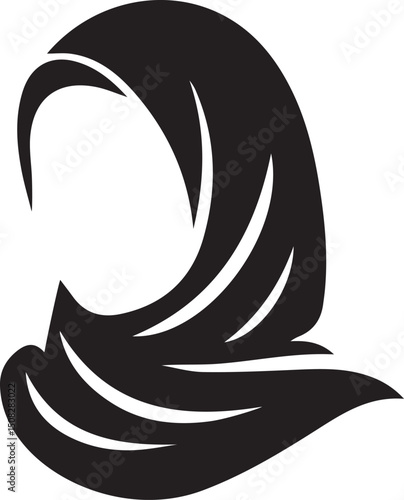 black hijab woman vector, modest fashion silhouette, hijabi girl outline, Islamic woman profile, black abaya woman shadow, veiled lady silhouette, Muslim female icon, cultural dress silhouette,