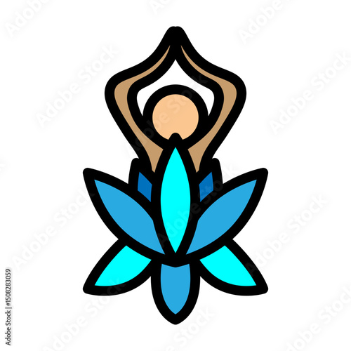 Meditation Vector Filled Icon Design