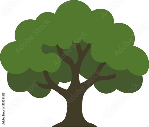 Flat Oak Tree Illustration – Nature Element