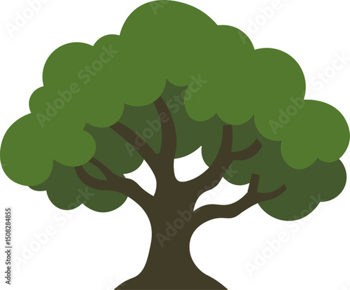 Flat Oak Tree Illustration – Nature Element